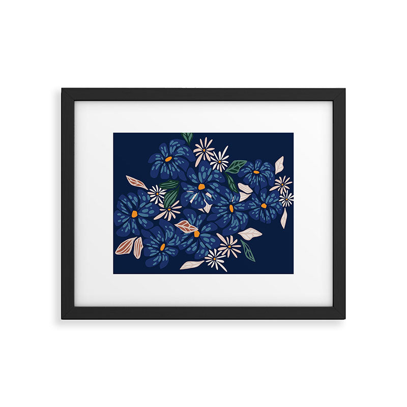 Floral abundance Blue Framed Art Print Gallery Image 5