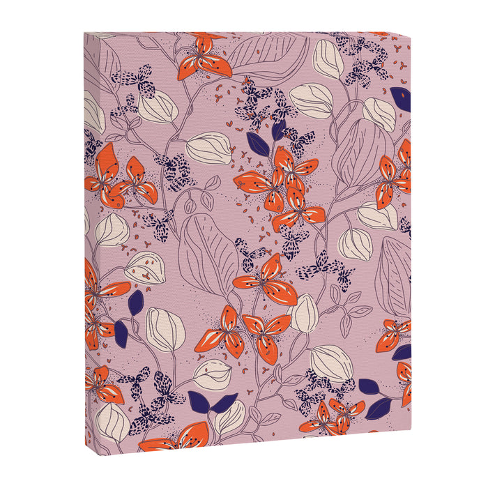 Floral elegance lilac and red orange Canvas Print Gallery Image 1