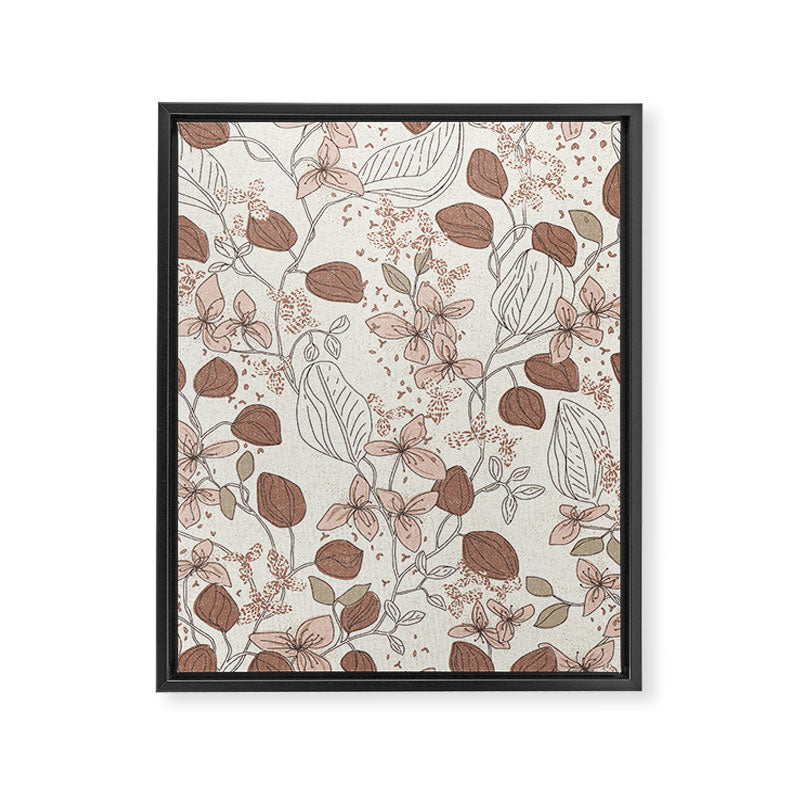 Floral elegance relaxed textured mocha cream Framed Canvas Print Gallery Image 6