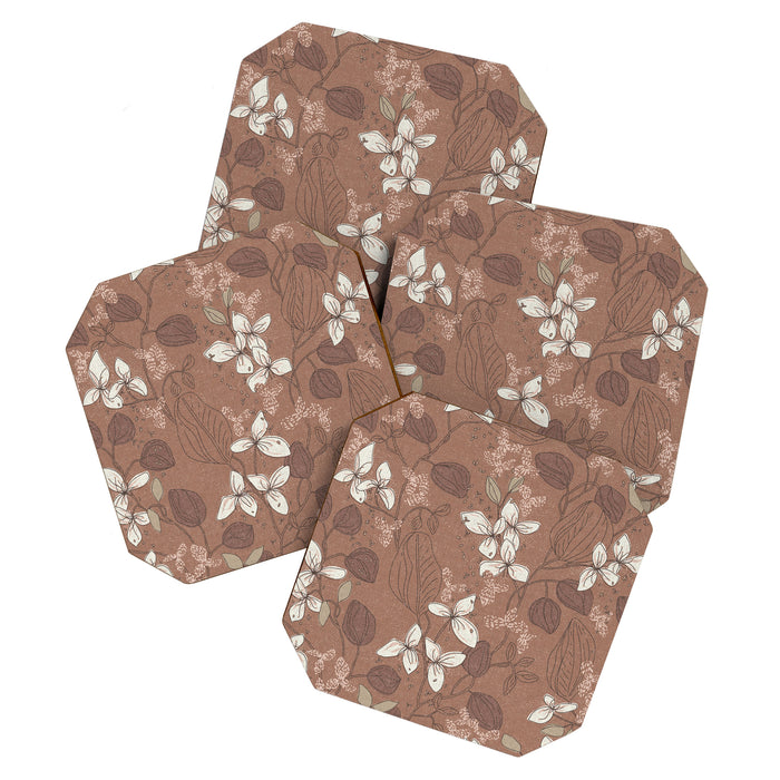Floral elegance relaxed textured mocha mousse Coaster Gallery Image 1