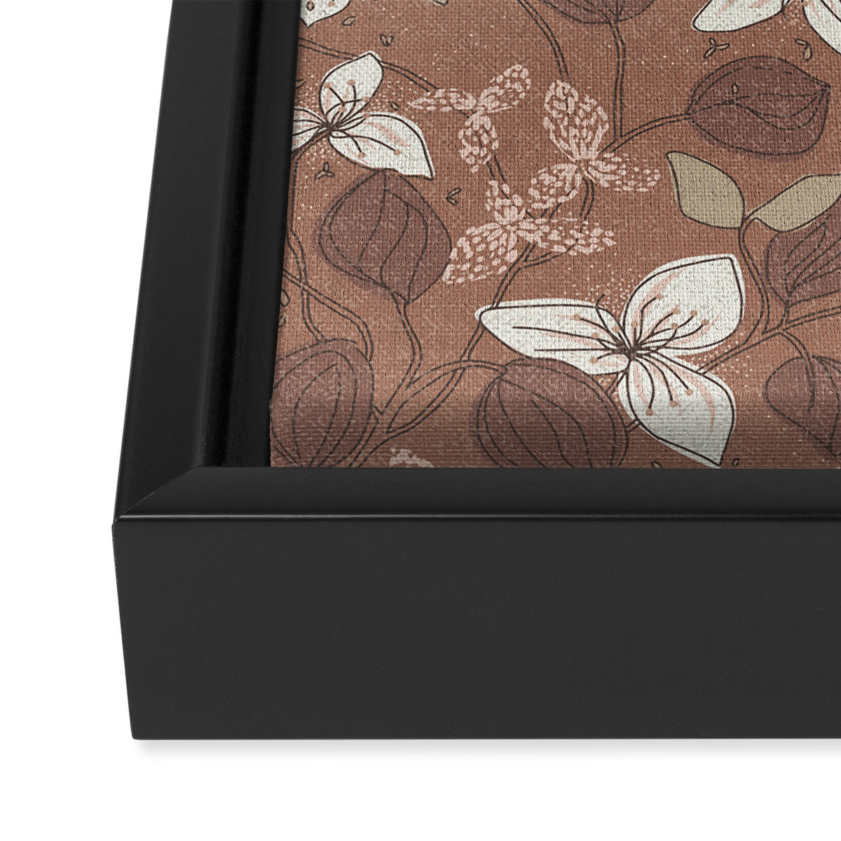 Floral elegance relaxed textured mocha mousse Framed Canvas Print Gallery Image 3