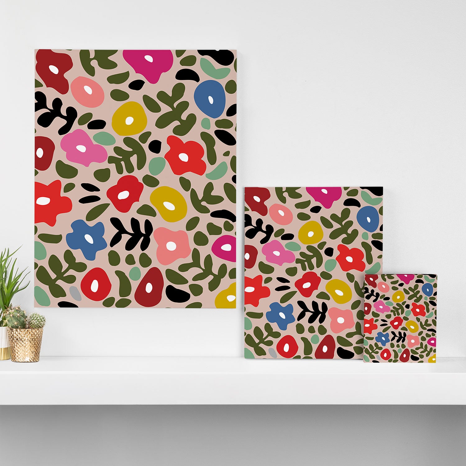 Flower meadow in muted colours Canvas Print Gallery Image 3