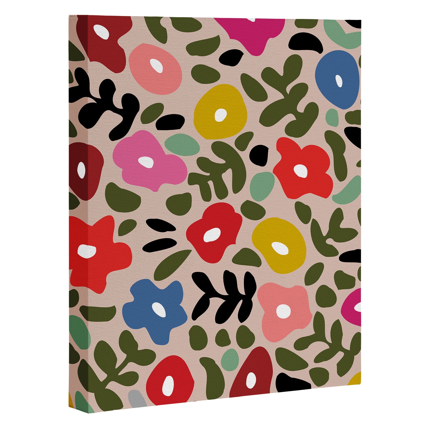 Flower meadow in muted colours Canvas Print Gallery Image 3