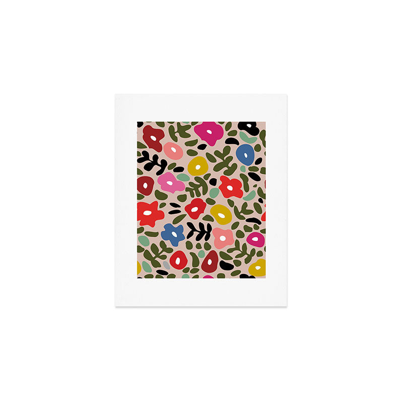 Flower meadow in muted colours Art Print Gallery Image 1