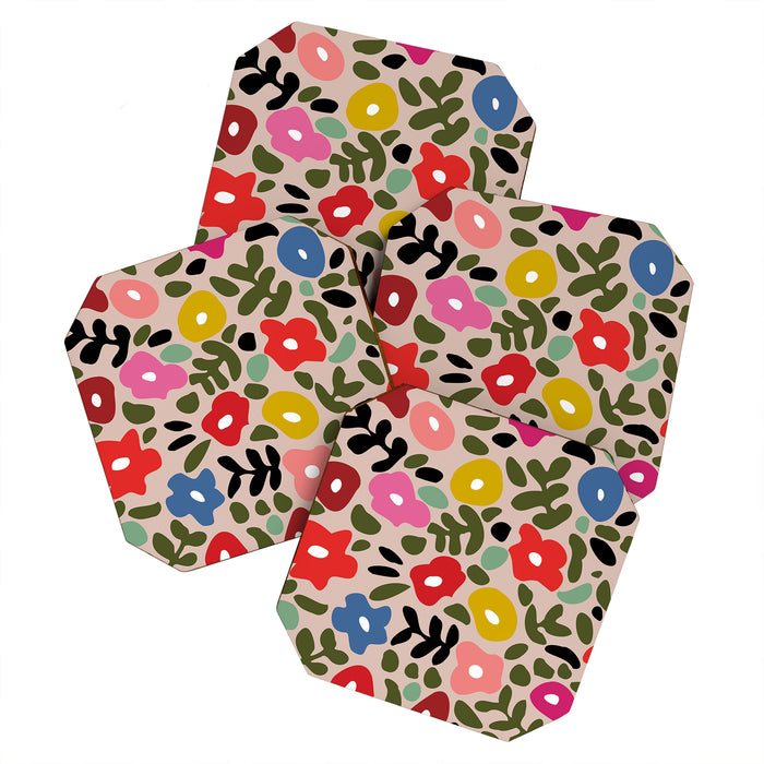 Flower meadow in muted colours Coaster Gallery Image 1