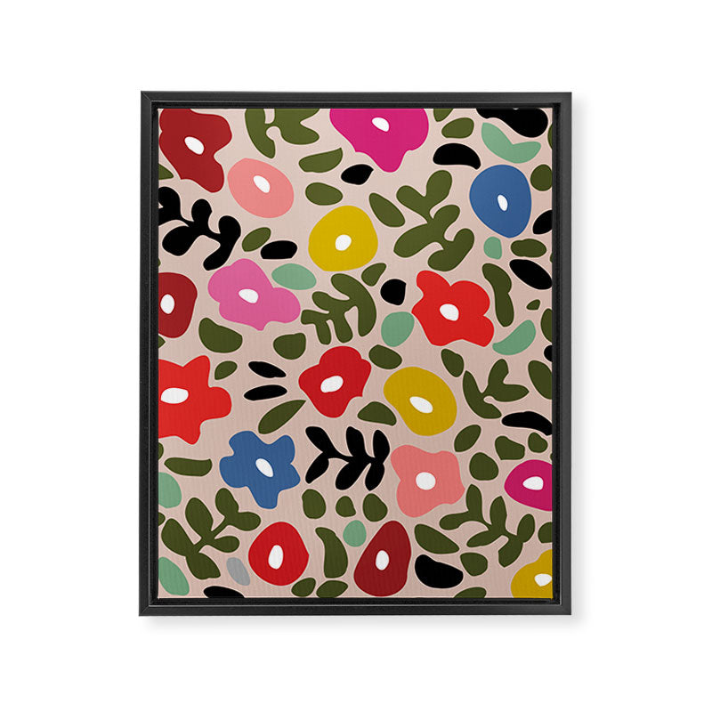 Flower meadow in muted colours Framed Canvas Print Gallery Image 6