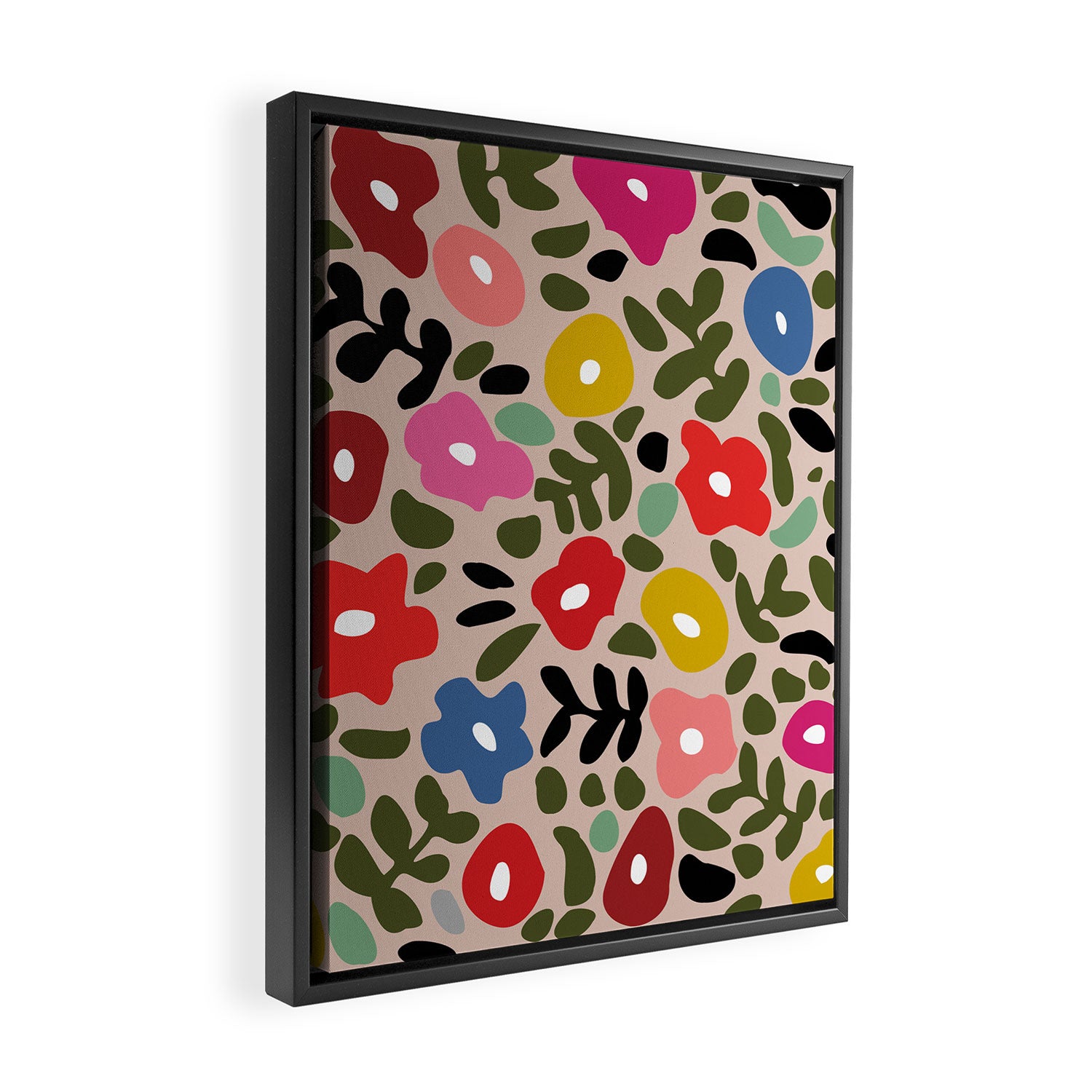 Flower meadow in muted colours Framed Canvas Print Gallery Image 2