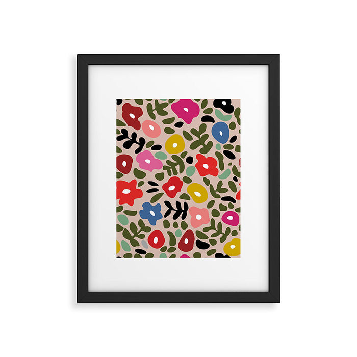 Flower meadow in muted colours Framed Art Print Gallery Image 1