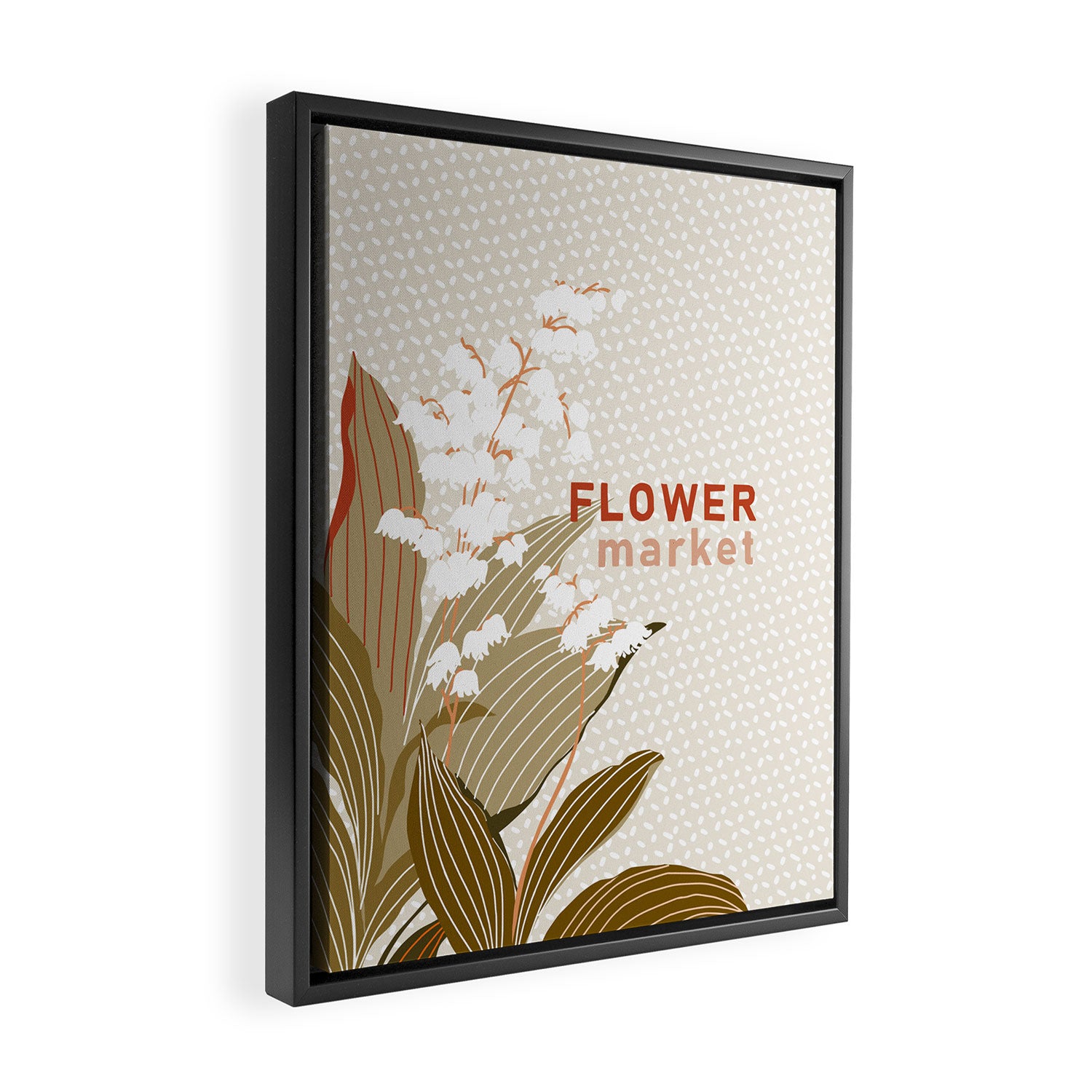 Flowers market: lily of the valley earthy toned Framed Canvas Print Gallery Image 2