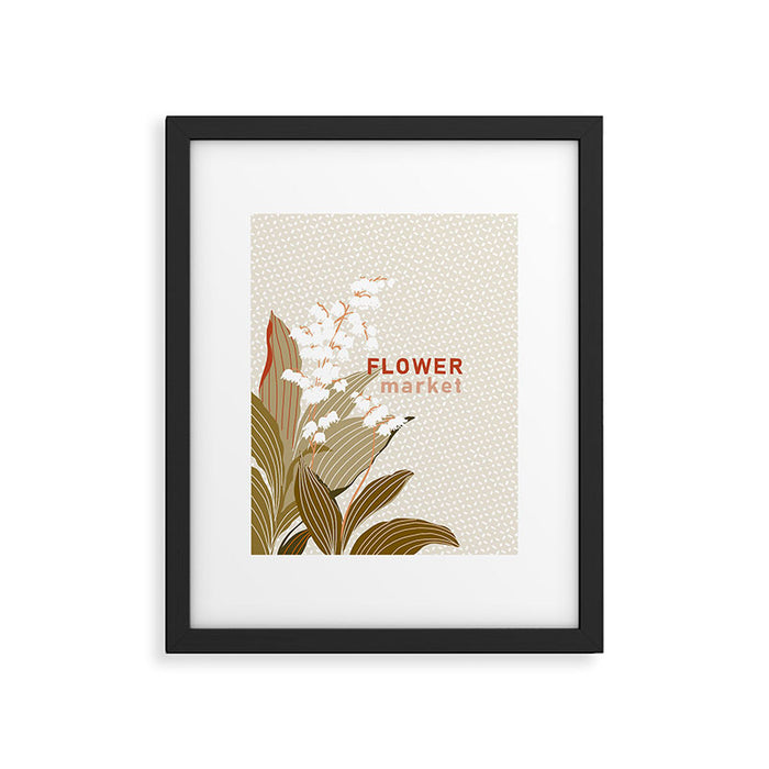 Flowers market: lily of the valley earthy toned Framed Art Print Gallery Image 1