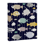Fresh fish on dark navy blue pattern Canvas Print Gallery Image 6