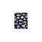 Fresh fish on dark navy blue pattern Art Print Gallery Image 1