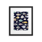 Fresh fish on dark navy blue pattern Framed Art Print Gallery Image 5