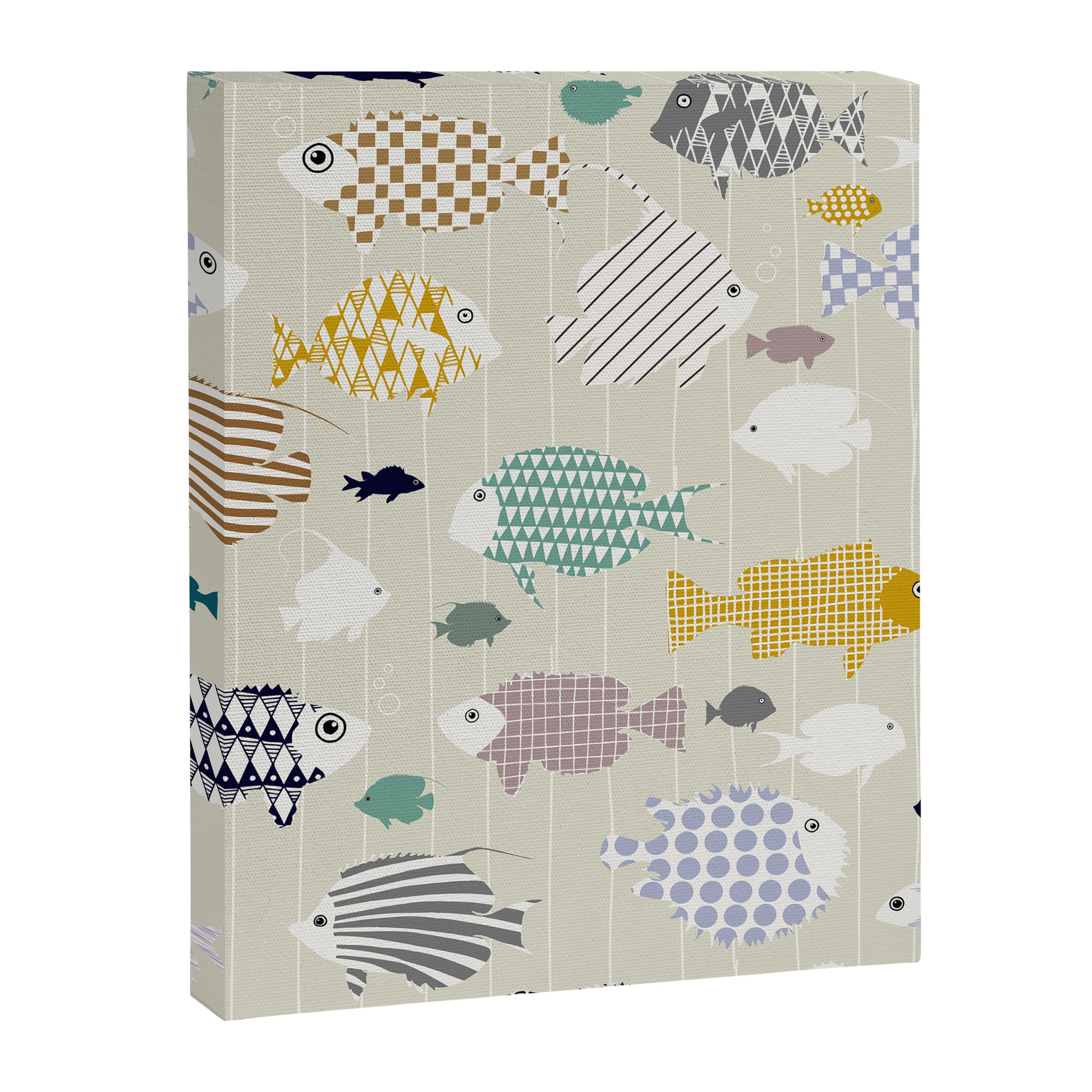 Fresh fish on warm grey pattern Canvas Print Gallery Image 6
