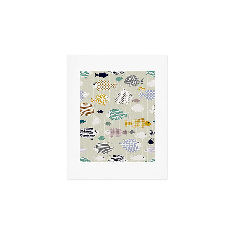 Fresh fish on warm grey pattern Art Print Gallery Image 1
