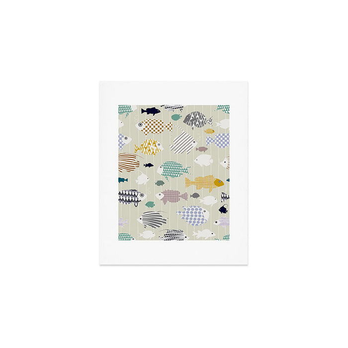 Fresh fish on warm grey pattern Art Print Gallery Image 1