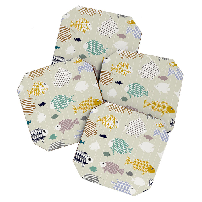 Fresh fish on warm grey pattern Coaster Gallery Image 1