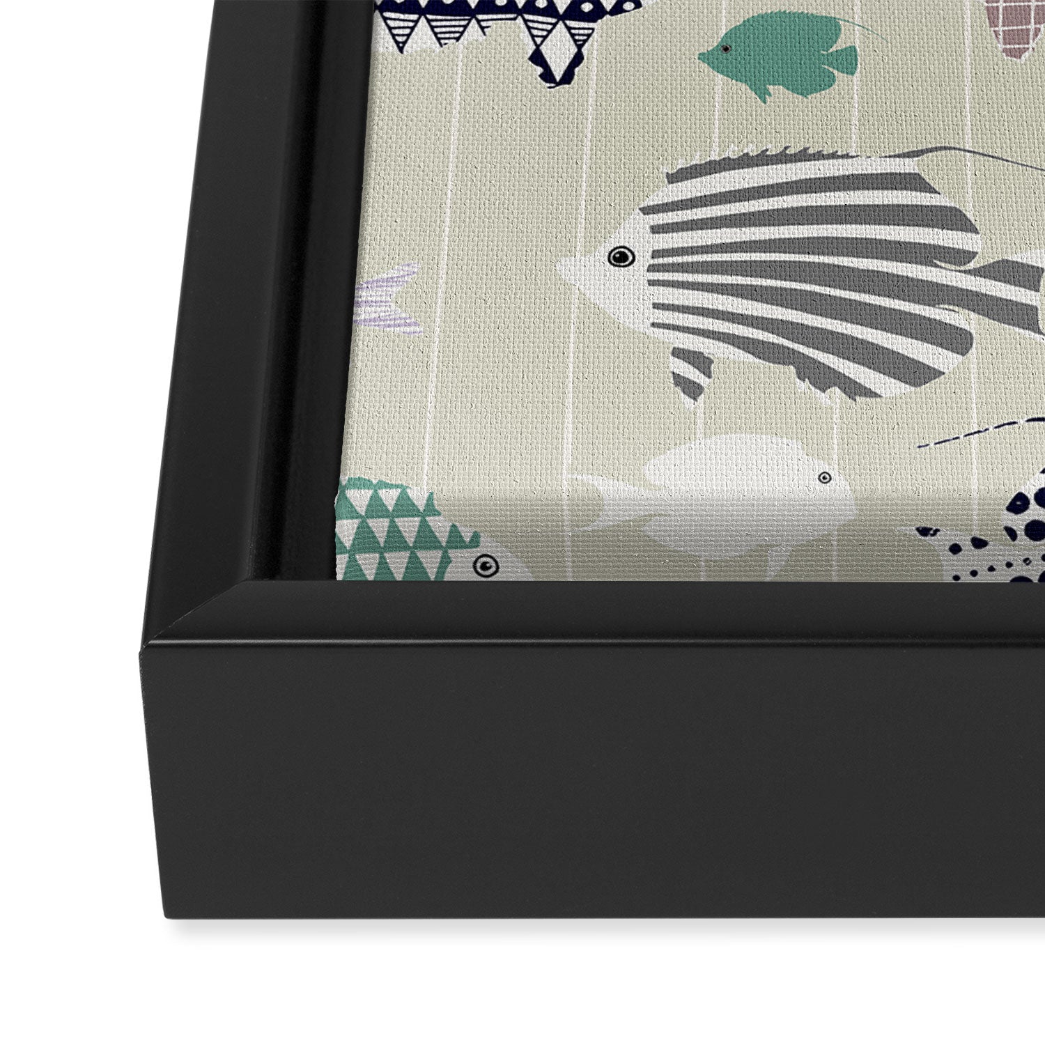 Fresh fish on warm grey pattern Framed Canvas Print Gallery Image 3