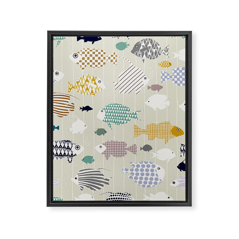 Fresh fish on warm grey pattern Framed Canvas Print Gallery Image 6