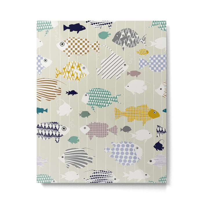 Fresh fish on warm grey pattern Metal Print Gallery Image 1