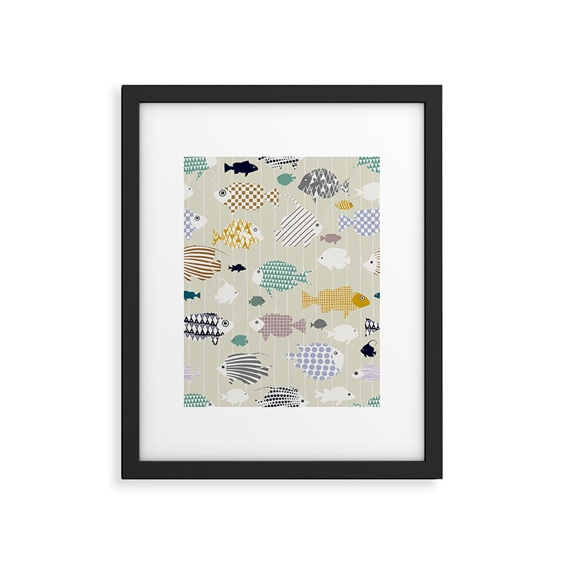 Fresh fish on warm grey pattern Framed Art Print Gallery Image 5
