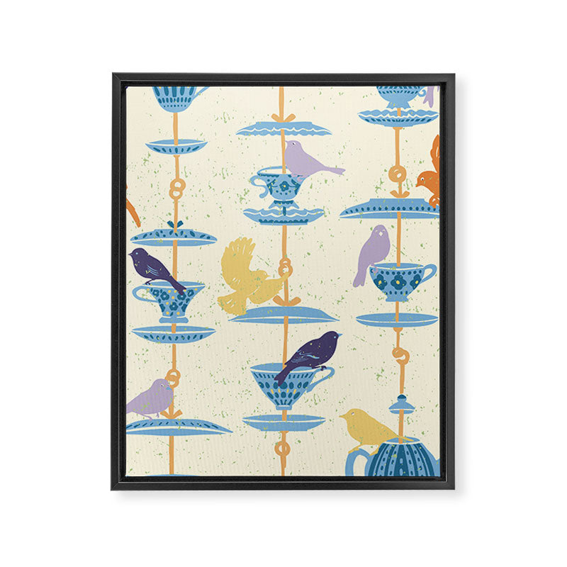 Garden Bird feeding antique white Framed Canvas Print Gallery Image 6