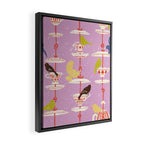 Garden Bird feeding happy pink Framed Canvas Print Gallery Image 2