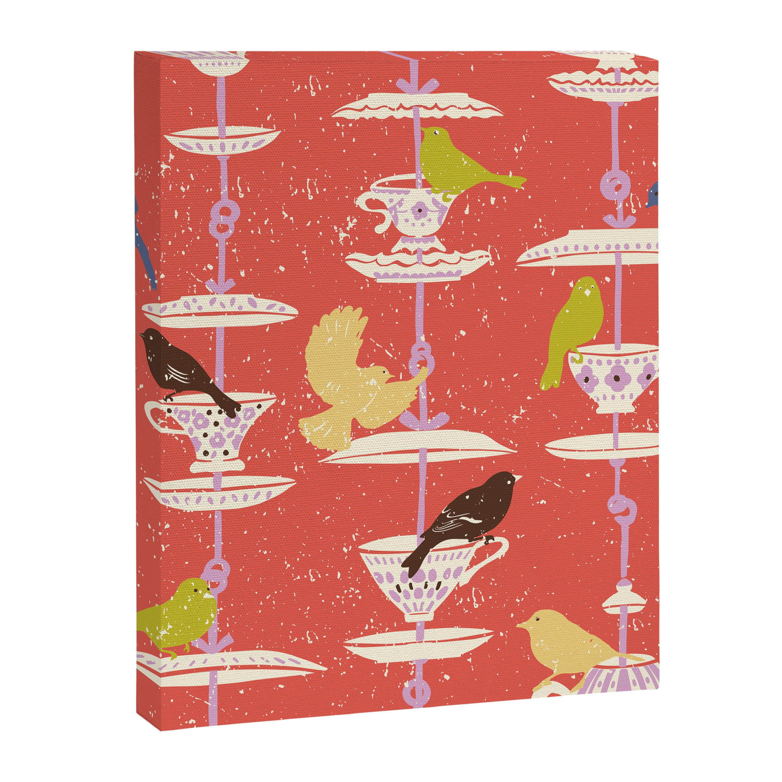Garden Bird feeding happy red Canvas Print Gallery Image 6