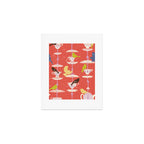 Garden Bird feeding happy red Art Print Gallery Image 1