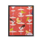 Garden Bird feeding happy red Framed Canvas Print Gallery Image 6