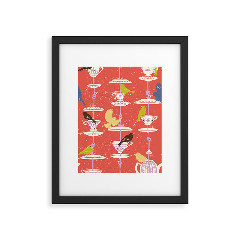 Garden Bird feeding happy red Framed Art Print Gallery Image 5