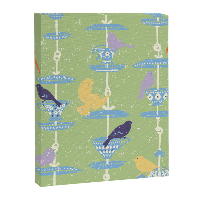 Garden Bird feeding may green Canvas Print Gallery Image 1