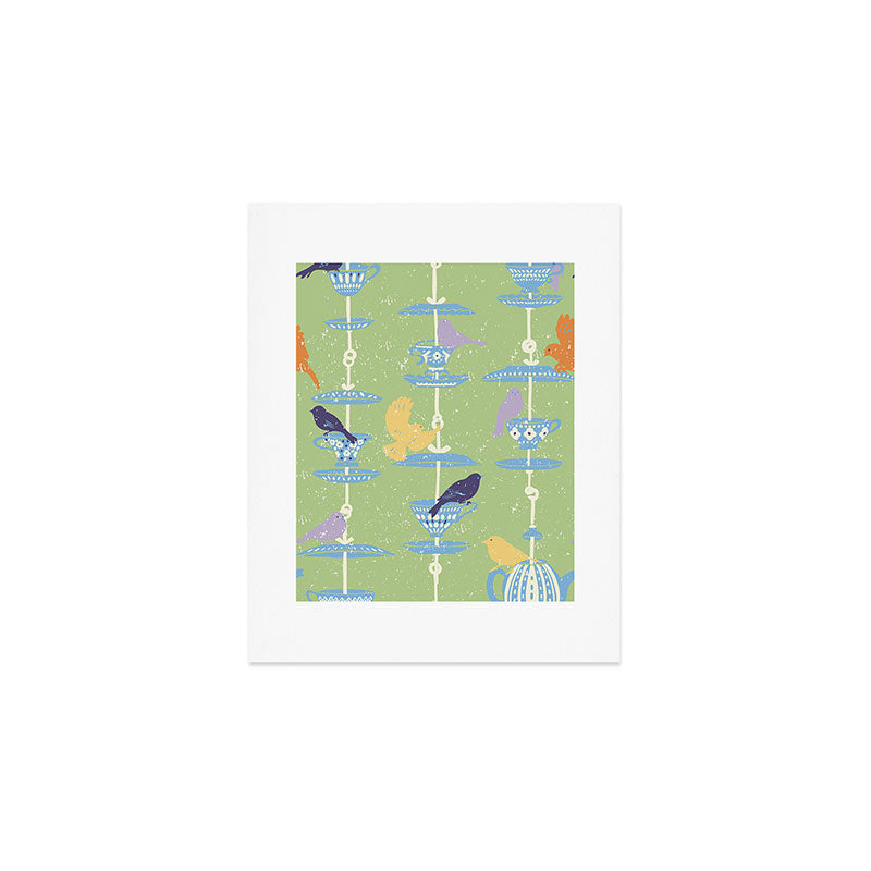 Garden Bird feeding may green Art Print Gallery Image 1