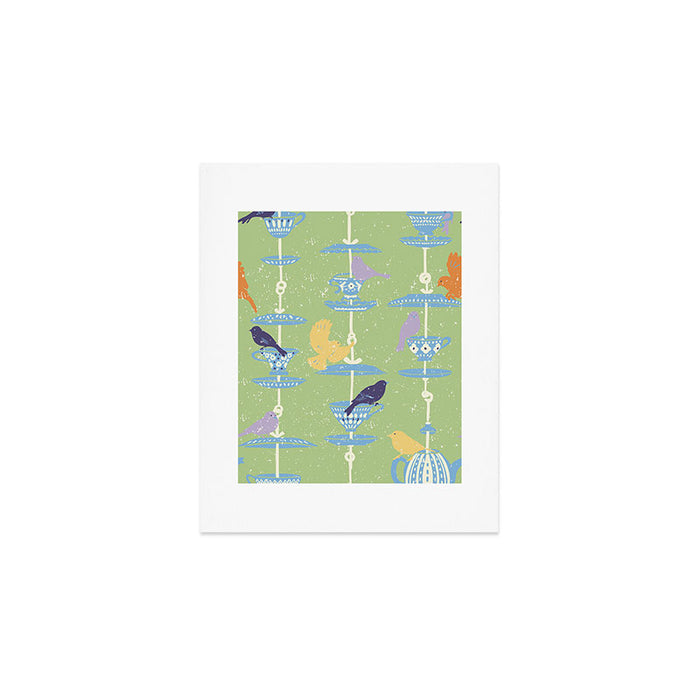 Garden Bird feeding may green Art Print Gallery Image 1