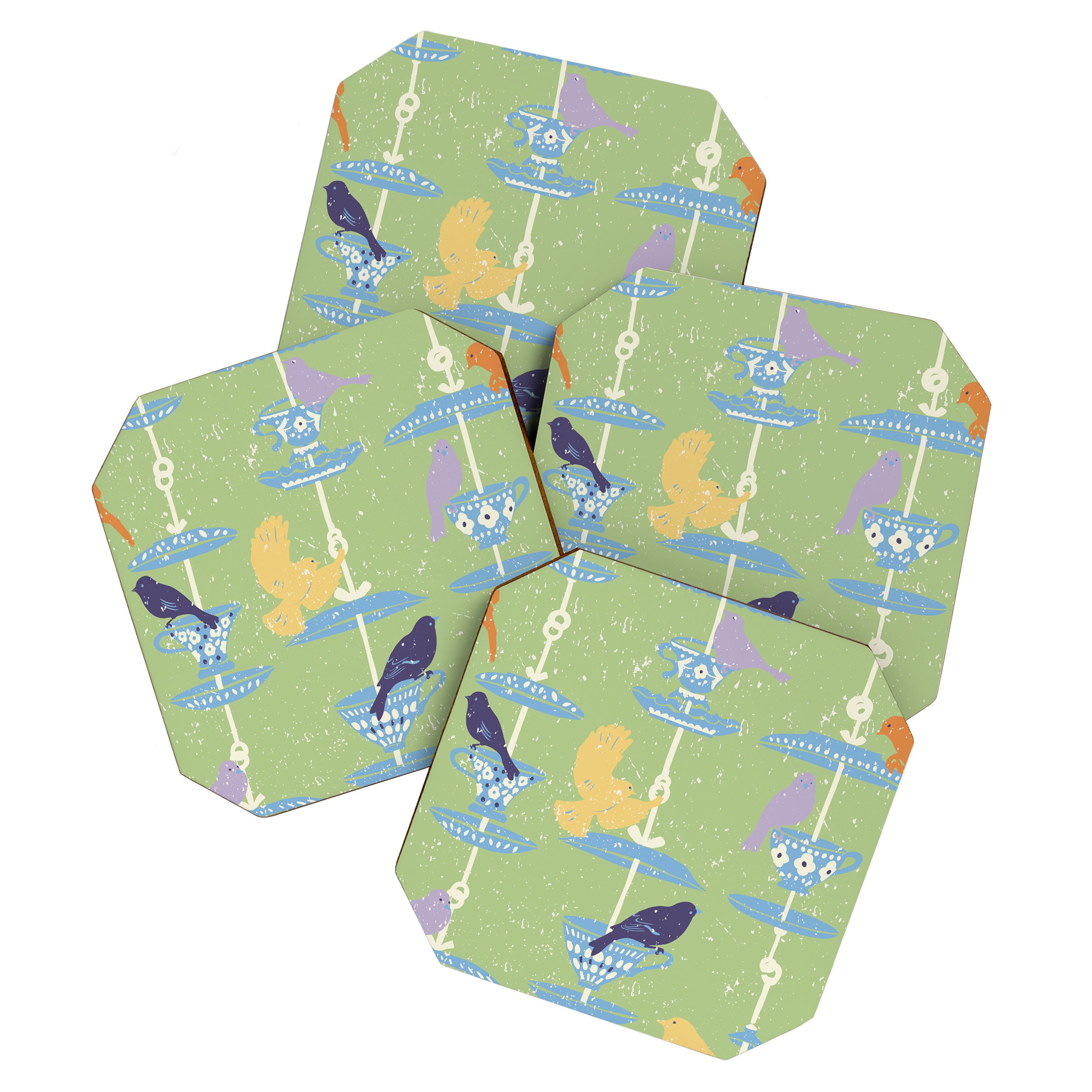 Garden Bird feeding may green Coaster Gallery Image 1