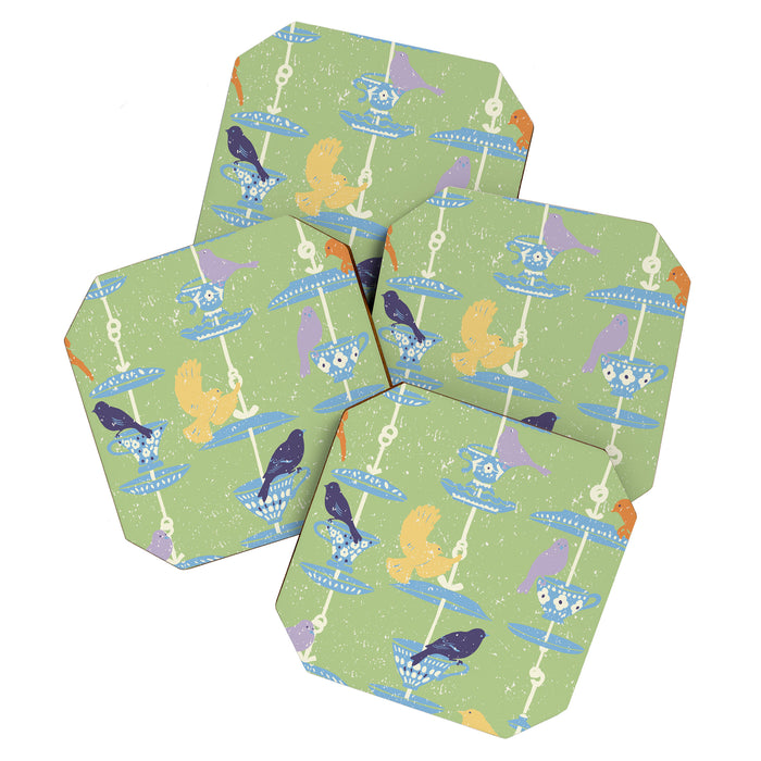 Garden Bird feeding may green Coaster Gallery Image 1