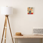 Gouache 2, still life: flowers in a vase with striped wallpaper Canvas Print Gallery Image 2