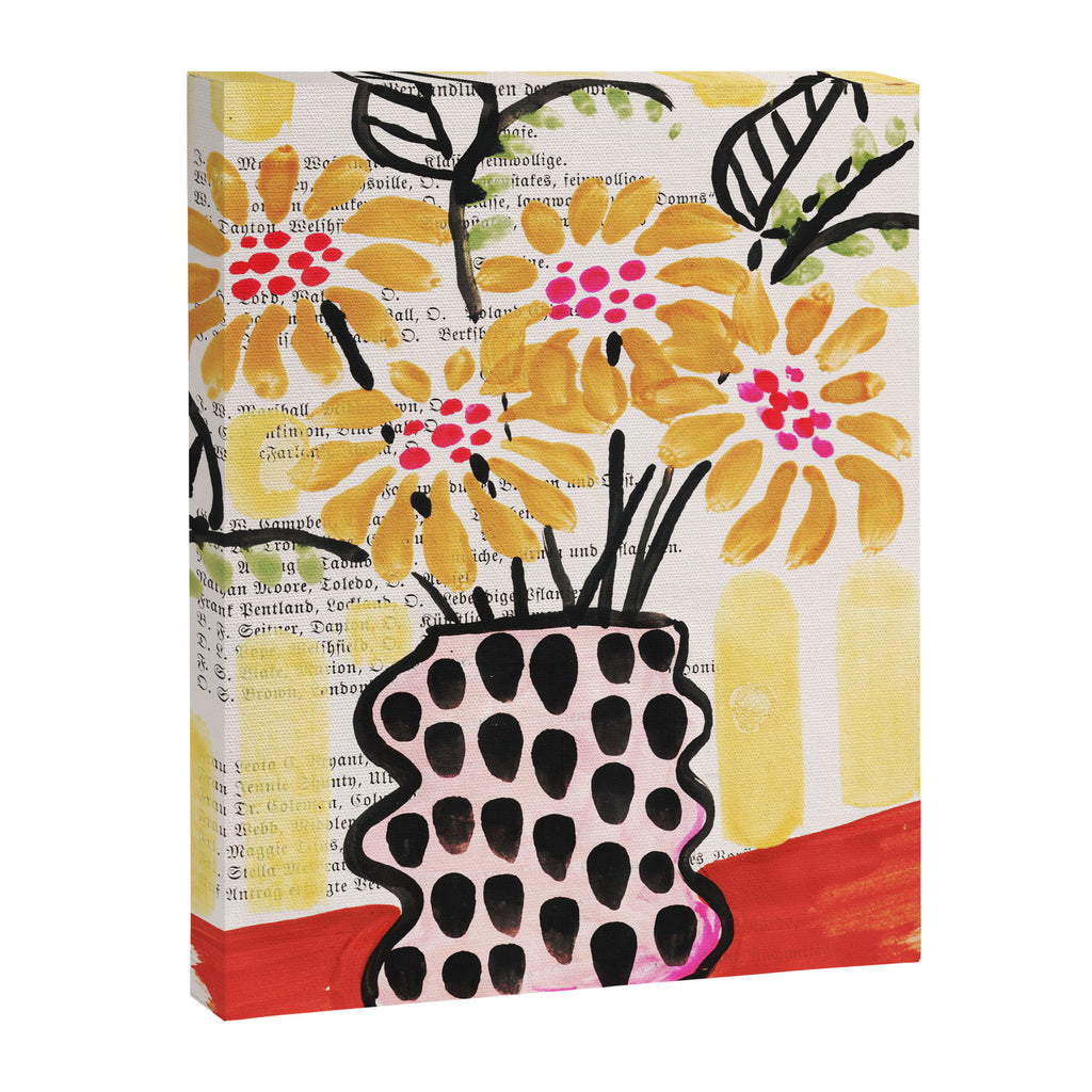 Gouache 2, still life: flowers in a vase with striped wallpaper Canvas Print Gallery Image 6