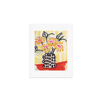 Gouache 2, still life: flowers in a vase with striped wallpaper Art Print Gallery Image 1
