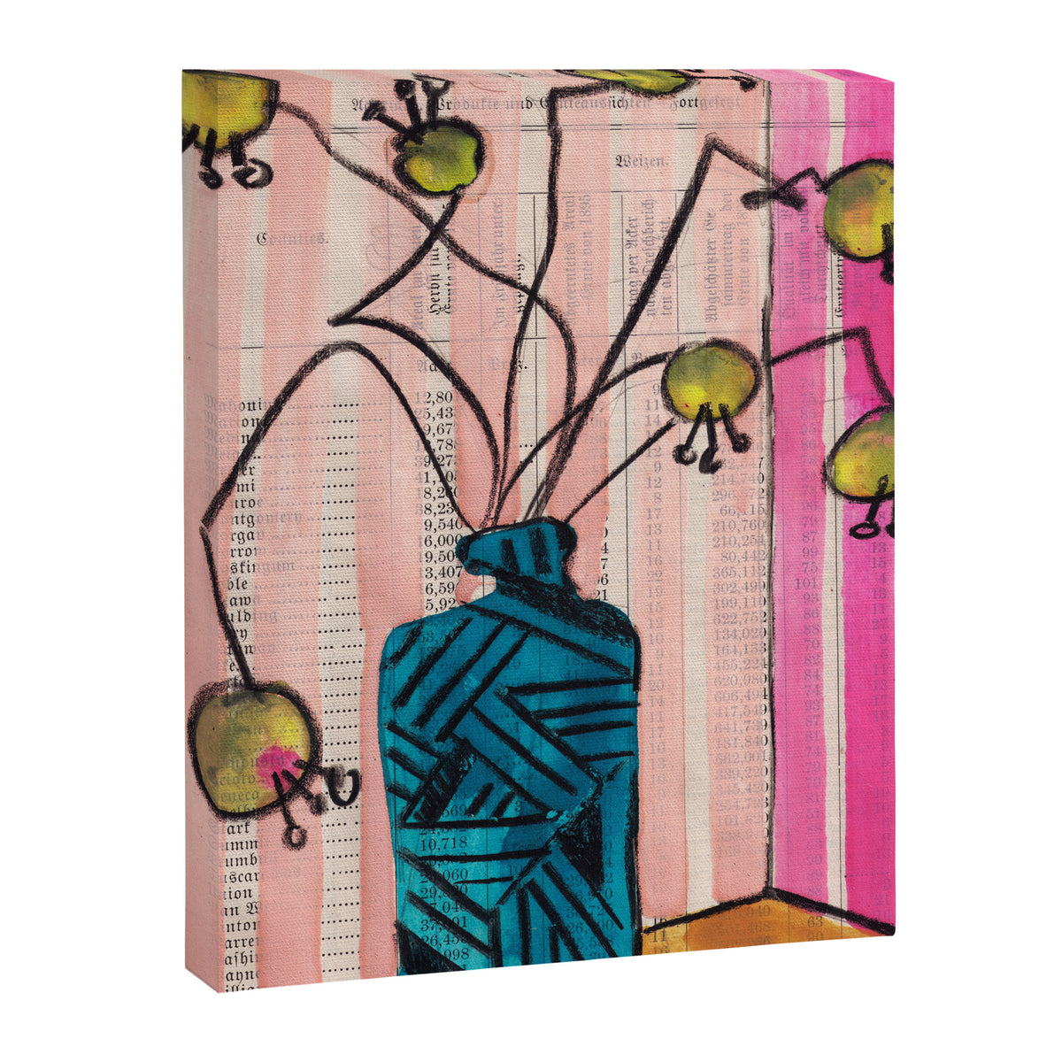 Gouache 6, crazy flowers in a vase mid century style still life Canvas Print Gallery Image 6