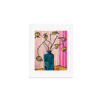 Gouache 6, crazy flowers in a vase mid century style still life Art Print Gallery Image 1