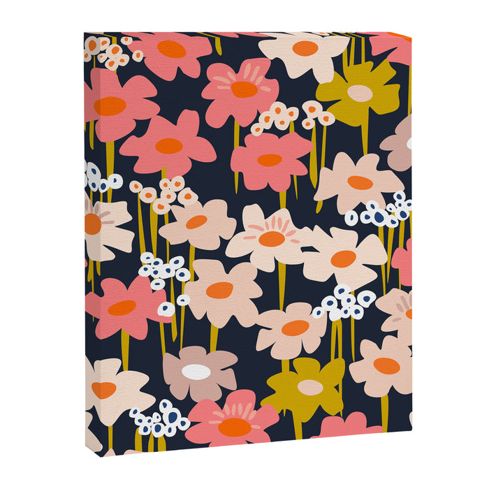 Groovy Flowers retro pattern Canvas Print Gallery Image 1