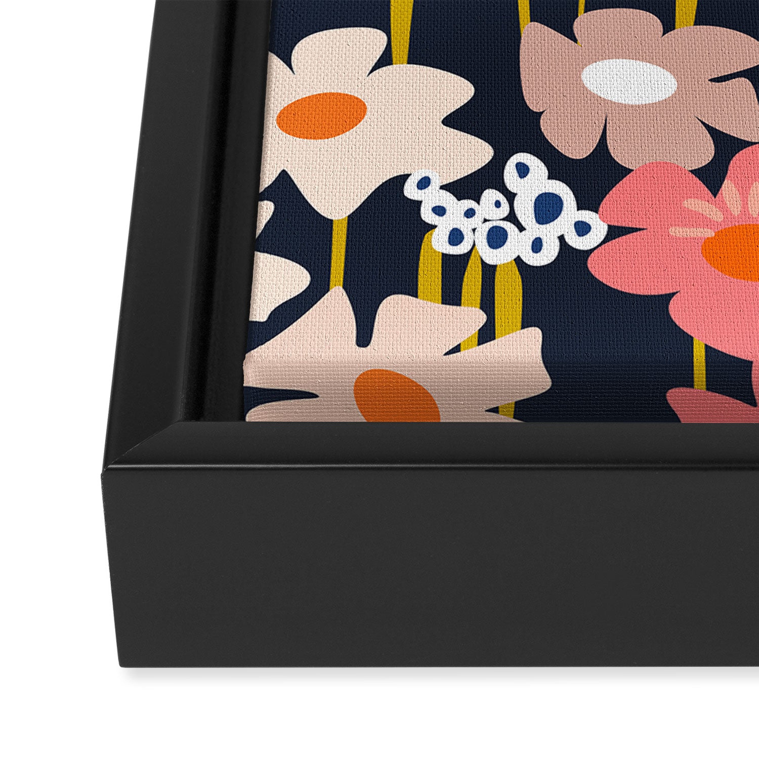 Groovy Flowers retro pattern Framed Canvas Print Gallery Image 3