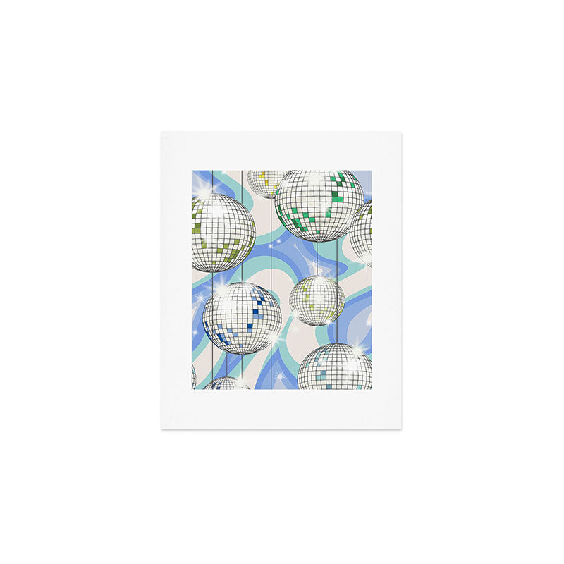 Groovy Party disco ball blue Art Print Gallery Image 1
