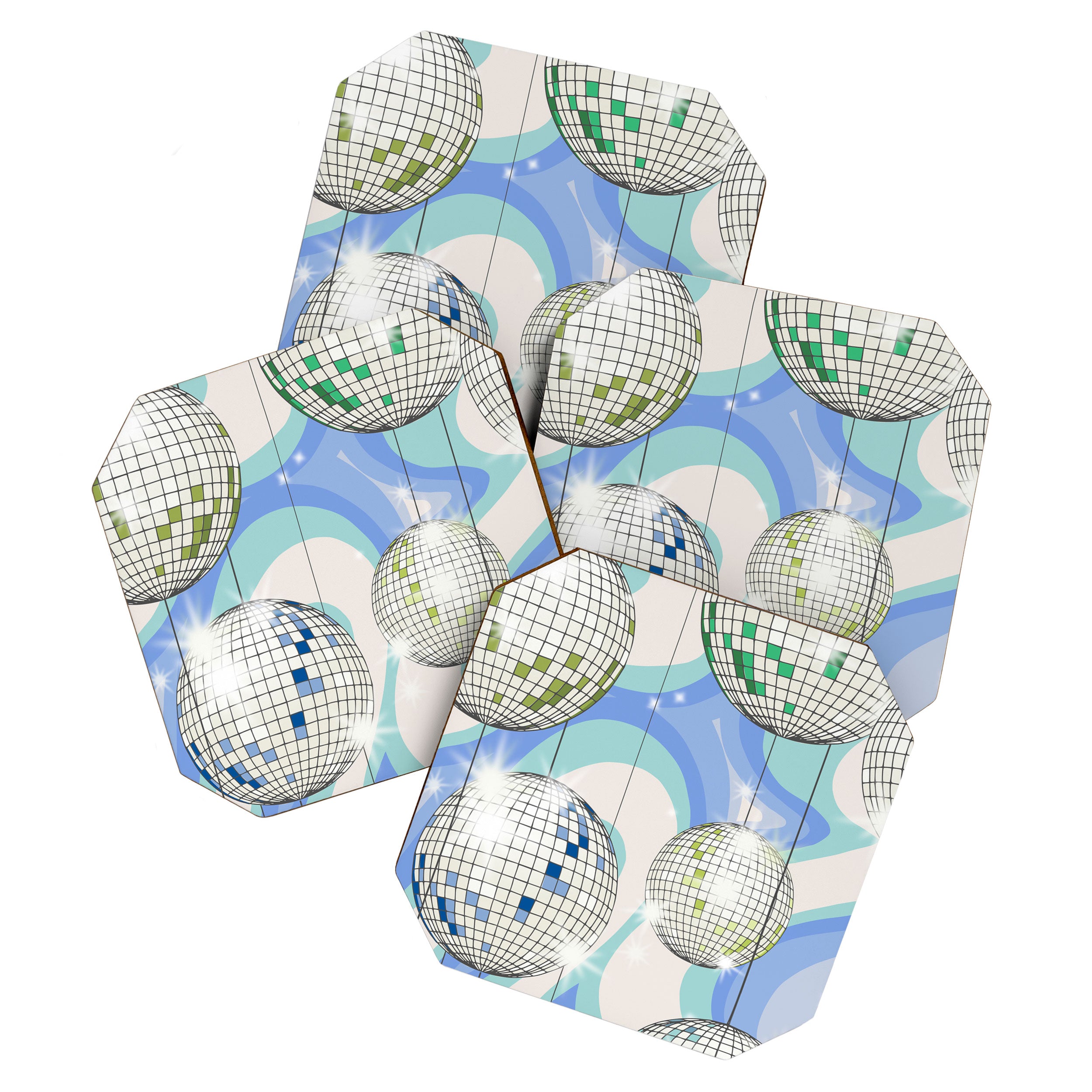 Groovy Party disco ball blue Coaster Gallery Image 1