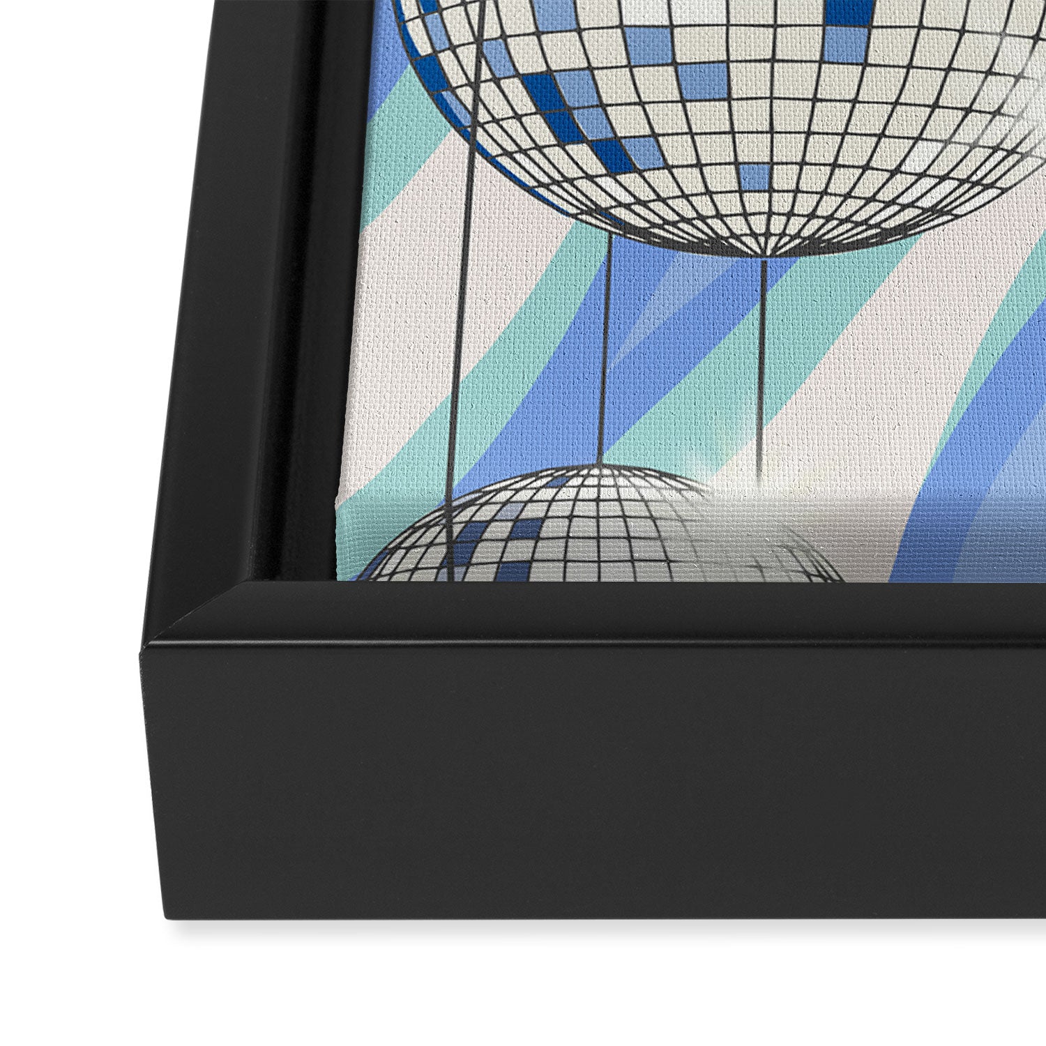 Groovy Party disco ball blue Framed Canvas Print Gallery Image 3