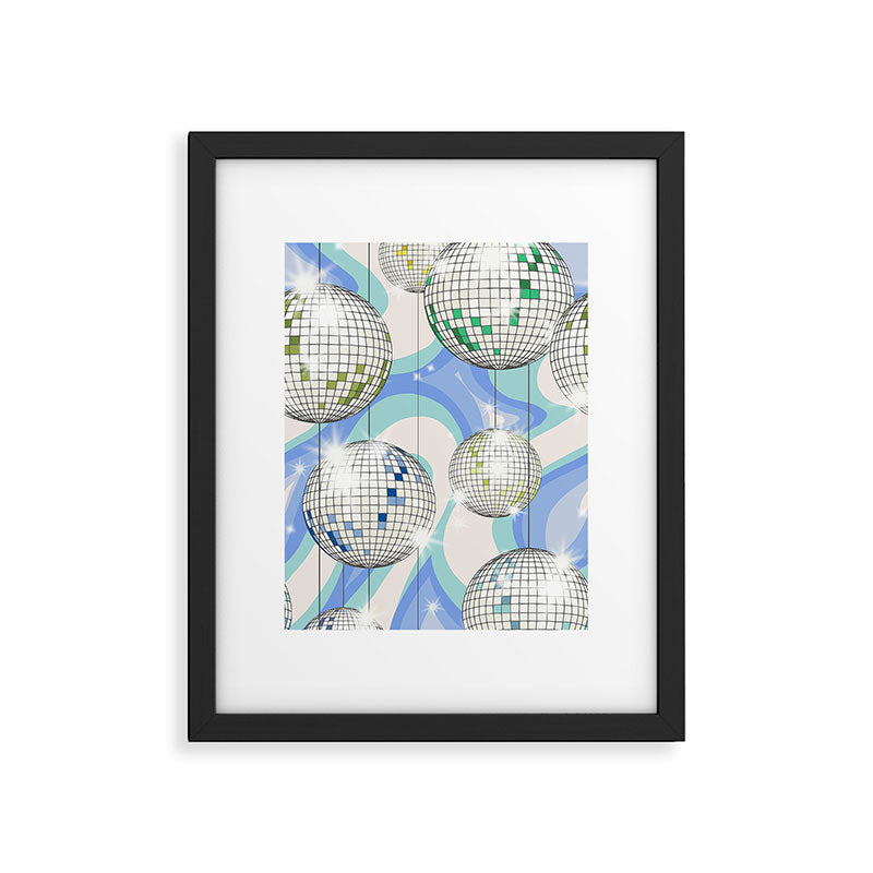 Groovy Party disco ball blue Framed Art Print Gallery Image 5