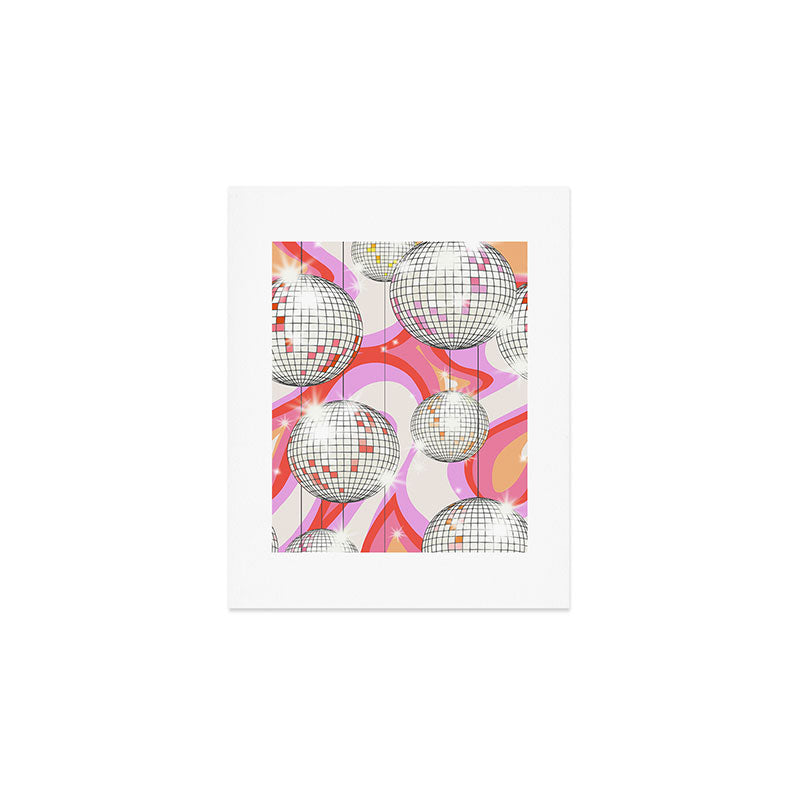 Groovy Party disco ball pink Art Print Gallery Image 1