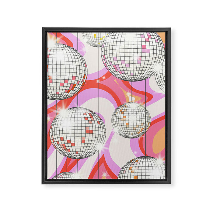 Groovy Party disco ball pink Framed Canvas Print Gallery Image 1
