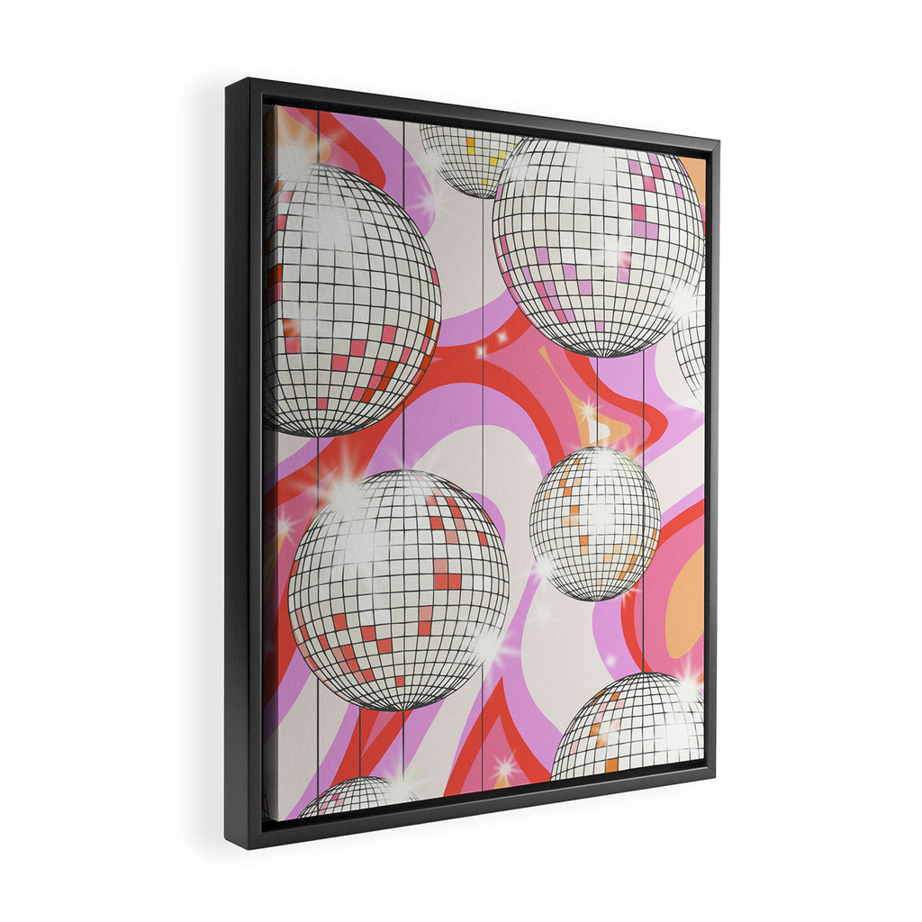 Groovy Party disco ball pink Framed Canvas Print Gallery Image 2